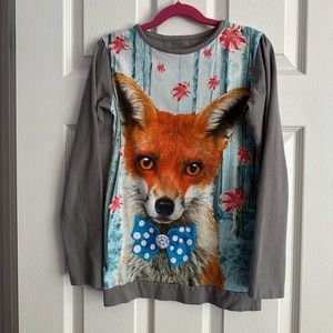 De Kunstboer EU size 146 152 US size 10 12 Fox Face Bow Tie Long Sleeve top CUTE